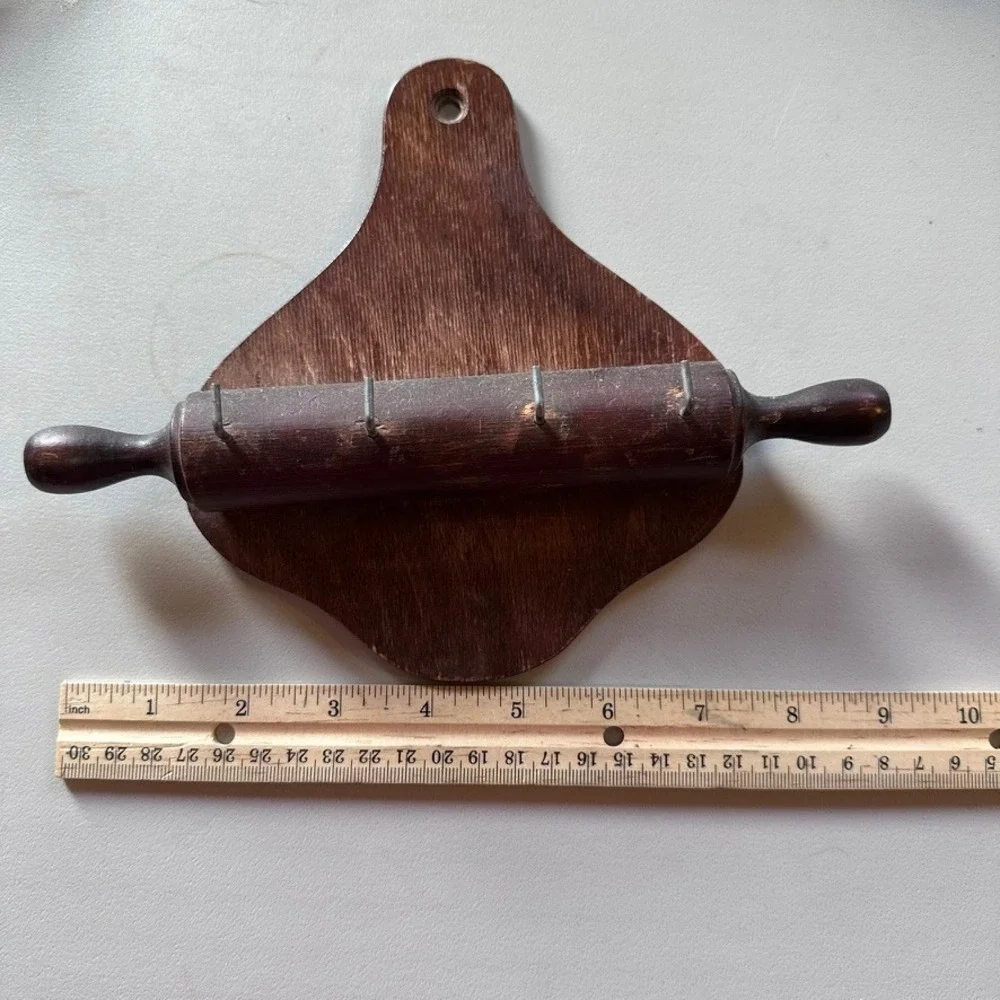 Rolling Pin Wall Rack Brown Wood Key Holder Hooks